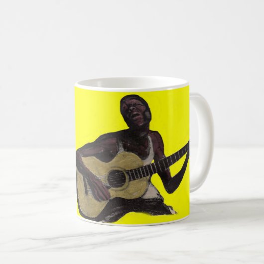 Mug homme bleu chantant les bleus (Devant droit)