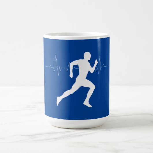 Mug Homme coureurs Silhouette sur Arrière - plan bleu (Centre)