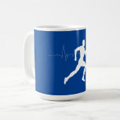 Mug Homme coureurs Silhouette sur Arrière - plan bleu (Devant gauche)