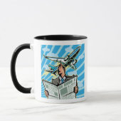 Mug Homme d'affaires avec le journal et l'avion (Gauche)