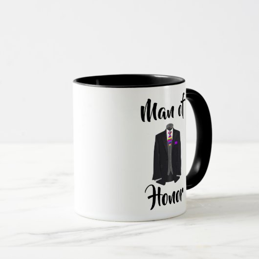 Mug Homme d'honneur Rainbow Cravate Tuxedo Mariage (Devant droit)