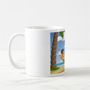 Mug Homme drôle se relaxant dans un hamac de plage