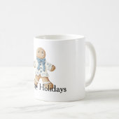 Mug Homme en pain d'épice blanc bleu Noël cookie Chris (Devant droit)