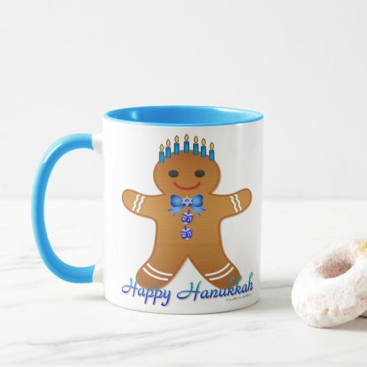 Mug Homme en pain d'épice de Hanukkah Judaica Menorah (Avec donut)