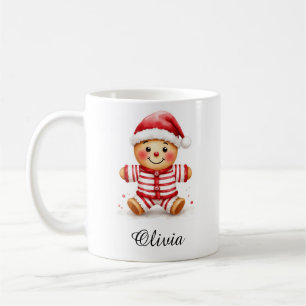 Mug Homme en pain d'épices en pyjama de Noël Nom perso