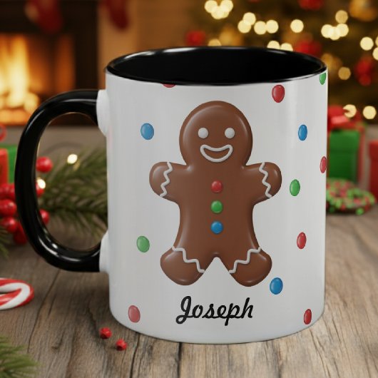 Mug Homme en pain d'épices Noël pois festif
