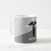 Mug Homme-infirmière Caduceus Médicale noir gris blanc (Devant gauche)
