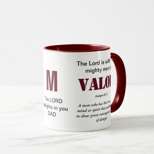 Mug HOMME PUISSANT DE VALOR Christian Red Monogram (Devant droit)