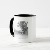 Mug Hommes avec chevaux de bât regardant au-dessus (Devant gauche)