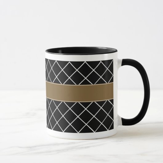 Mug Hommes décorés d'un monogramme Brown noirs (Droite)