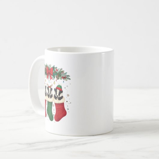 Mug Honey Badger In Christmas Socks Lights Honey Badge (Devant gauche)