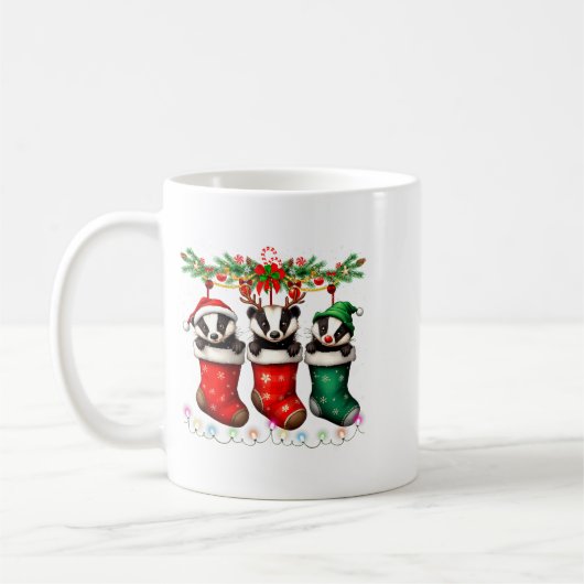 Mug Honey Badger In Christmas Socks Lights Honey Badge (Gauche)