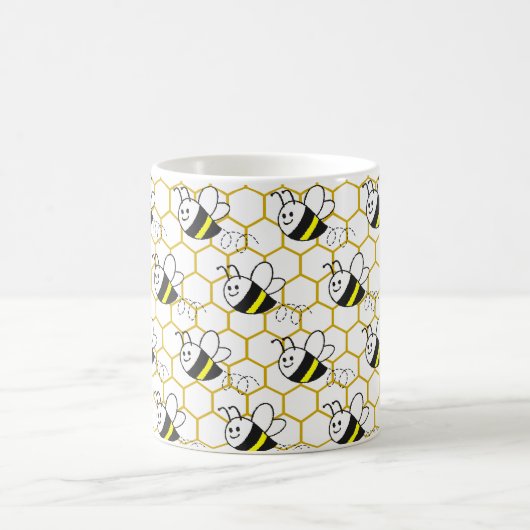 Mug Honeybee Honeycomb Black Yellow White Pattern (Centre)