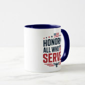 Mug Honoring All Who Served | Veterans Day Thank You (Devant droit)
