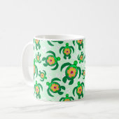 Mug Honu Green Sea Turtles Hibiscus Flowers (Devant gauche)