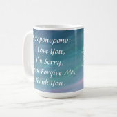 Mug Ho'oponopono I Love You Blue Mandala Green Prayer (Devant gauche)