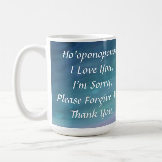 Mug Ho'oponopono I Love You Blue Mandala Green Prayer (Gauche)