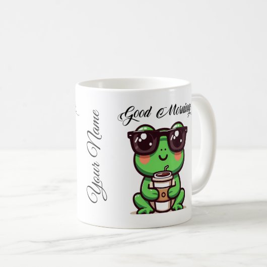 Mug Hop dans le bonheur avec notre adorable grenouille (Devant droit)