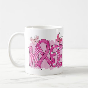 Mug HOPE Pink Ribbon Butterfly Warrier Cancer du sein