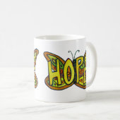 Mug Hope Word Art Green Butterfly Wings Coffee Cup (Devant droit)