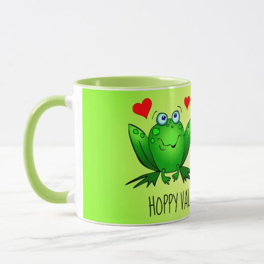 Mug Hoppy Valentines Day Cute Frogs avec Coeurs (Gauche)