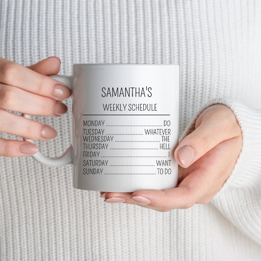 Mug Horaire Hebdomadaire De Retraite Pour Les Femmes H