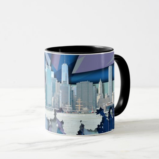 Mug Horizon | 3D bleu de New York City (Devant droit)