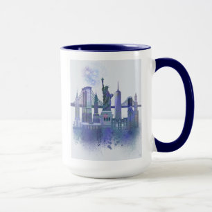 Mug Horizon de New York - bleu d'aquarelle