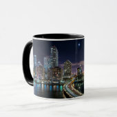 Mug Horizon de ville de Miami avec le pont la nuit (Devant gauche)