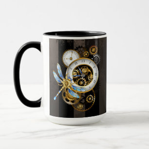 Mug Horloge à vapeur avec libellule mécanique