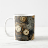 Mug Horloge Ancienne Steampunk Engrenages Bronze Noir (Gauche)