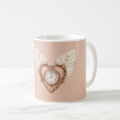 Mug Horloge Cardiaque Ailes Blanches (Devant droit)