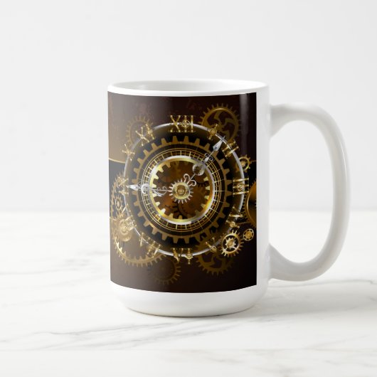 Mug Horloge Steampunk avec des engrenages anciens (Droite)