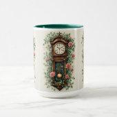 Mug Horloge Vintage Entourée de Roses et de Vignes (Centre)