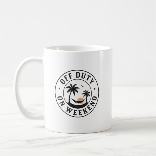 Mug Hors service le week-end Emblème de relaxation tro (Gauche)