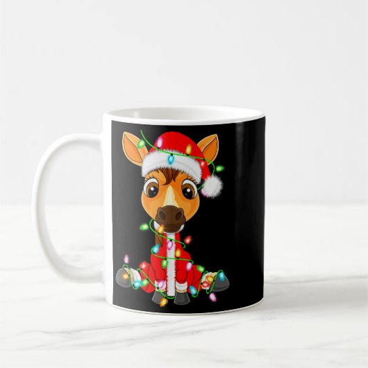 Mug Horse Christmas Lights Santa Costume Cute Animal X (Gauche)
