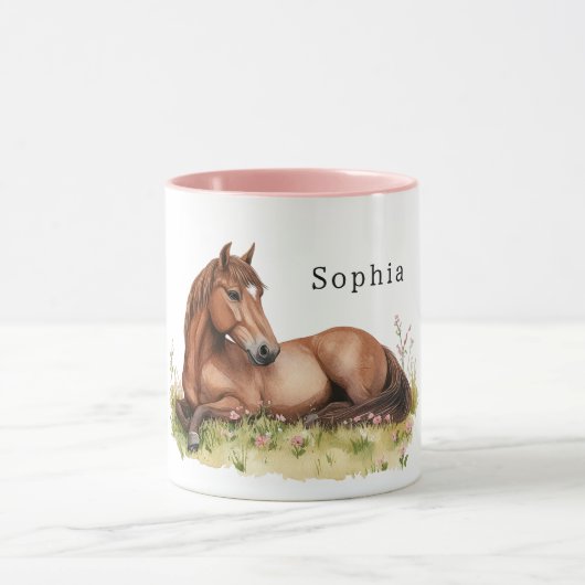 Mug Horse Flowers in Grass (Centre)