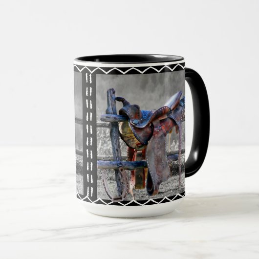 Mug Horse Saddle Corral clôture fer à cheval (Devant droit)