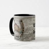Mug Horsemanship Horseshoe frames Cheval personnaliser (Devant gauche)