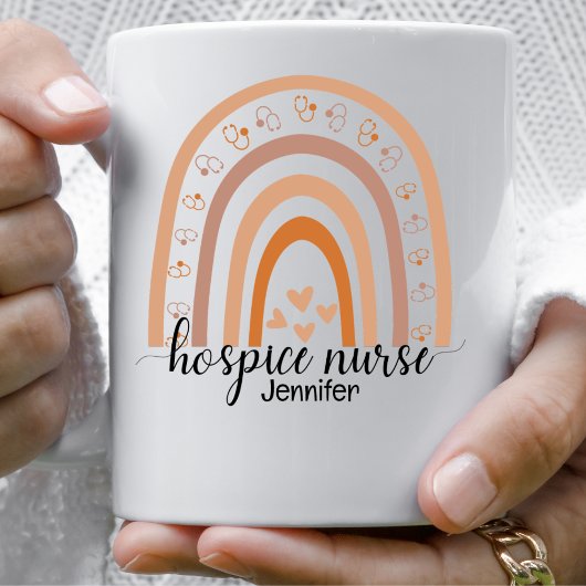 Mug Hospice Nurse Script Rainbow Personnalisé