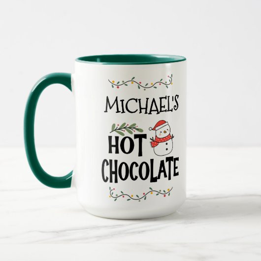 Mug Hot Chocolate Christmas Snowman & Custom Name (Gauche)
