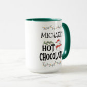 Mug Hot Chocolate Christmas Snowman & Custom Name (Devant droit)