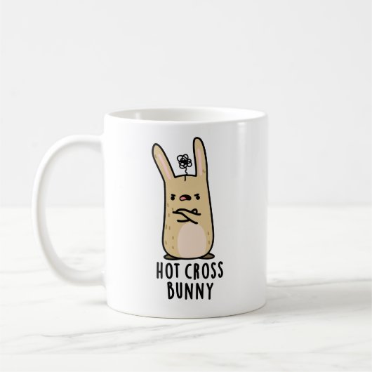 Mug Hot Cross Bunny Funny Angry Rabbit Pun (Gauche)
