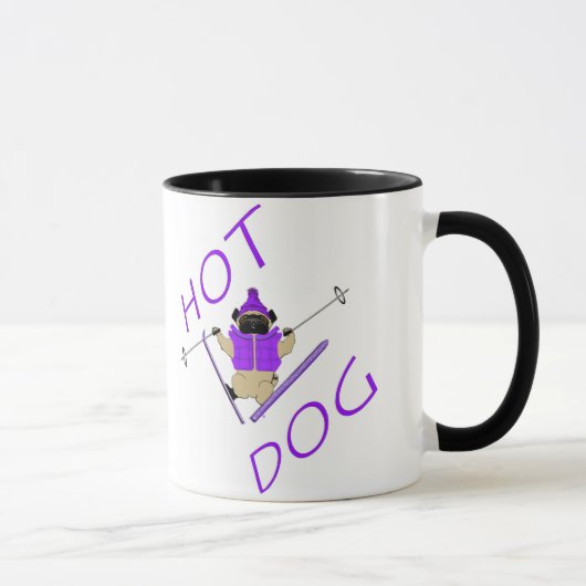 Mug Hot Dog Funny Ski Carlin violet Veste et Skis (Droite)