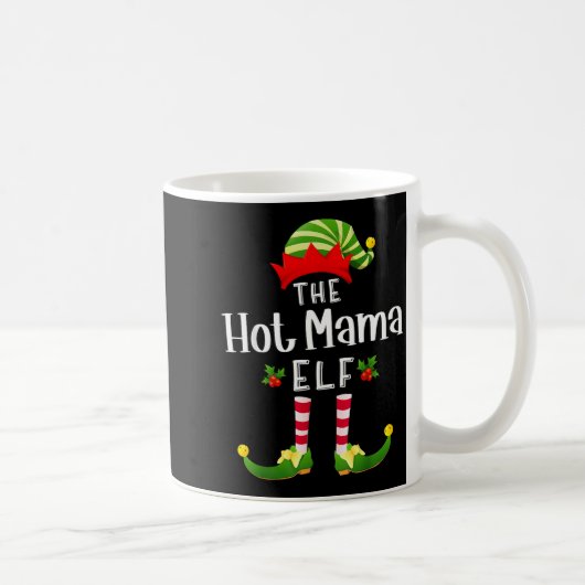 Mug Hot Mama Christmas Elf Matching Pajama X-mas Party (Droite)