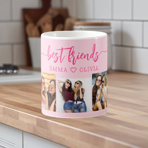 Mug Hot Pink Best Friends 3 Photo Collage Keepsaké