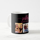 Mug Hot Pink Sisters 3 Photo Collage Keepsaké cadeau (Devant gauche)