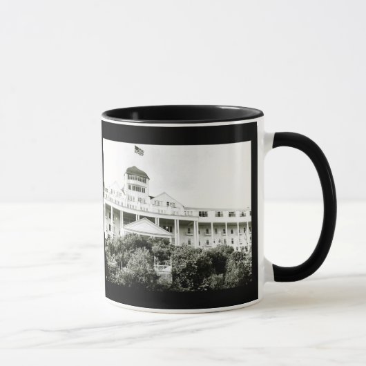 Mug Hôtel grand, île de Mackinac, noire et blanche (Droite)
