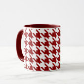 Mug Houndstooth Pied de Poule Check blanc rouge foncé (Devant gauche)