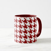 Mug Houndstooth Pied de Poule Check blanc rouge foncé (Devant droit)